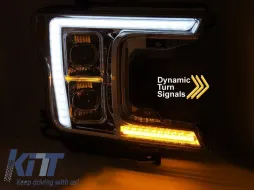 LED tuning headlight set suitable for Ford F150 2017-2020 with chrome base, featuring dynamic turn signals, left and right-image-6238450