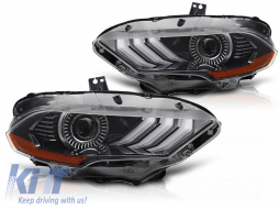 LED tuning headlight set suitable for Ford Mustang 2018-2021 with black base, for the model with factory DRL lights, left and right