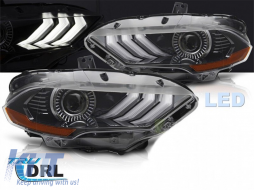 LED tuning headlight set suitable for Ford Mustang 2018-2021 with black base, for the model with factory DRL lights, left and right-image-6238404