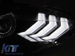 LED tuning headlight set suitable for Ford Mustang 2018-2021 with black base, for the model with factory DRL lights, left and right-image-6238406