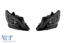 LED tuning headlight set suitable for Mercedes V-Class W447 Vito 2014-2023 with black base, for the model with factory halogen lights without AFS, left and right - ABMEHX6012156