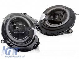LED tuning headlight set suitable for Mini Cooper R55 Clubman 2007-2014, R56 hatchback 2006-2014, R57 convertible 2009-2014, R58 Coupe, R59 Roadster 2011-2015 with black base, for the model with facto - ABMIHX6010614