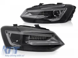 image-57-LED tuning headlight set suitable for Volkswagen Polo 2009-2017 with black base, for the model with factory halogen lights, with dynamic turn signals, left and right