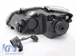 LED tuning headlight set suitable for Volkswagen Polo 2009-2017 with black base, for the model with factory halogen lights, with dynamic turn signals, left and right-image-6238782