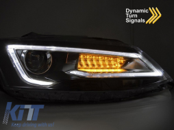 LED tuning headlight set suitable for Volkswagen Jetta 2011-2018 with black base, for the model with factory halogen lights, with dynamic turn signals, left and right-image-6238786