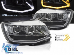 LED tuning headlight set suitable for Volkswagen T6 2015-2019 with black base, for the model with factory DRL lights, left and right-image-6238789