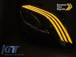 LED-TUNING-SCHEINWERFER-SET geeignet für MERCEDES V-KLASSE W447 VITO 2014-2023 mit SCHWARZEM GEHÄUSE, für das Modell mit WERKSEITIGEN HALOGENSCHEINWERFERN, mit DYNAMISCHEN BLINKLAMPEN, mit 