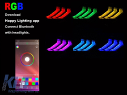 LED-Tuning-Scheinwerferkit geeignet für Ford Mustang 2018-2021 mit schwarzem Gehäuse, ausgestattet mit dynamischen Blinkleuchten, RGB-Tagfahrlicht für das Modell mit werkseitigen Tagfahrlichtern, link-image-6152919