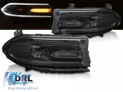 LED-Tuning-Scheinwerfersatz geeignet für Dodge Charger 2014-2023 mit schwarzem Gehäuse, für das Modell mit werkseitigen DRL-Leuchten, links und rechts-image-6238366