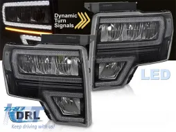 LED-Tuning-Scheinwerfersatz geeignet für Ford F150 2008-2014 mit schwarzem Gehäuse, für das Modell mit serienmäßigen Tagfahrlichtern, mit dynamischen Blinker, mit 
