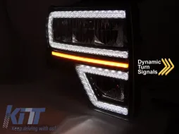 LED-Tuning-Scheinwerfersatz geeignet für Ford F150 2008-2014 mit schwarzem Gehäuse, für das Modell mit serienmäßigen Tagfahrlichtern, mit dynamischen Blinker, mit 