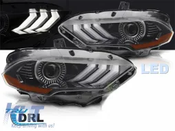 LED-Tuning-Scheinwerfersatz geeignet für Ford Mustang 2018-2021 mit schwarzem Gehäuse, für das Modell mit werkseitigen DRL-Leuchten, links und rechts-image-6238404