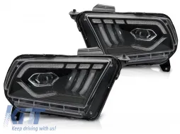 image-4-LED-Tuning-Scheinwerfersatz geeignet für Ford Mustang 2010-2013 mit schwarzem Gehäuse, für das Modell mit werkseitigen DRL-Leuchten, mit dynamischen Blinkern, links und rechts