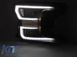 LED-Tuning-Scheinwerfersatz geeignet für Ford F150 2017-2020 mit schwarzem Gehäuse, für das Modell mit werkseitigen DRL-Leuchten, mit dynamischen Blinkern, links und rechts-image-6238415
