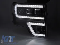 LED-Tuning-Scheinwerfersatz geeignet für Ford F150 2008-2014 mit schwarzem Gehäuse, für das Modell mit werkseitigen DRL-Leuchten, mit dynamischen Blinkern, mit 