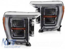 image-8-LED-Tuning-Scheinwerfersatz geeignet für Ford F150 2020-2023 mit schwarzem Gehäuse, für das Modell mit werkseitigen DRL-Leuchten, links und rechts