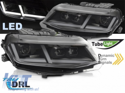 LED-Tuning-Scheinwerfersatz geeignet für Chevrolet Camaro 2016-2018 mit schwarzem Gehäuse, ausgestattet mit dynamischen Blinker, für das Modell mit werkseitigen Tagfahrlichtern, links und rechts-image-6152805
