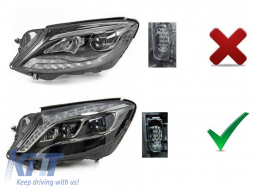 LED-Tuning-Scheinwerfersatz geeignet für Mercedes S-Klasse W222 Limousine mit Frontstoßstange 2013-2017 mit schwarzem Gehäuse, mit dynamischen Blinker, mit 
