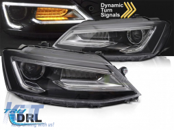 LED-Tuning-Scheinwerfersatz geeignet für Volkswagen Jetta 2011-2018 mit schwarzem Gehäuse, für das Modell mit werkseitigen Halogenlichtern, mit dynamischen Blinkern, links und rechts-image-6238784