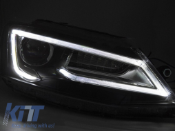 LED-Tuning-Scheinwerfersatz geeignet für Volkswagen Jetta 2011-2018 mit schwarzem Gehäuse, für das Modell mit werkseitigen Halogenlichtern, mit dynamischen Blinkern, links und rechts-image-6238785