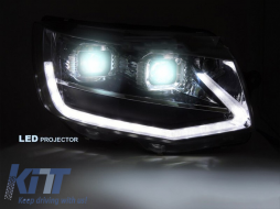 LED-Tuning-Scheinwerfersatz geeignet für Volkswagen T6 2015-2019 mit schwarzem Gehäuse, für das Modell mit werkseitigen DRL-Leuchten, links und rechts-image-6238791
