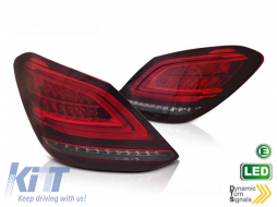 LED tuning tail light kit suitable for Mercedes C-Class W205 sedan 2014-2018, red white base, with dynamic turn signal, left and right - ABMETX6010255