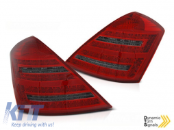 LED tuning tail light kit suitable for Mercedes W221 S-Class 2005-2009, red smoked base, with dynamic turn signal, left and right - ABMETX6010257