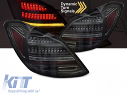 LED tuning tail light set suitable for Mercedes C-Class W205 sedan 2014-2021, black base, with dynamic turn signal, left and right - ABMETX6010265