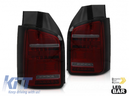 LED tuning tail light set suitable for Volkswagen T5 2015-2019, red and smoked base, left and right - ABTLV6021145