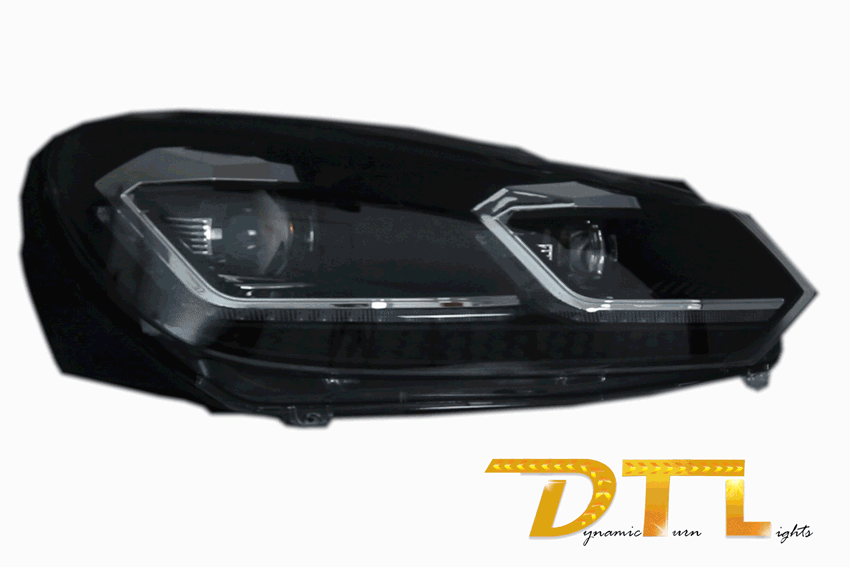 LED Фарове , подходящи за VW Golf 6 VI (2008-2013) с Facelift G7.5 Look Сребърен Flowing Динамичен Sequential Въртящи се светлини-image-6052881
