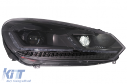 LED Фарове , подходящи за VW Golf 6 (2008-2013) с Facelift G7.5 Look Черен Flowing Динамичен Sequential Въртящи се светлини LHD-image-6088136