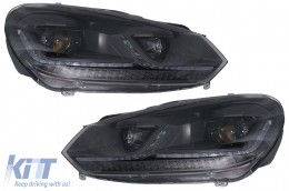 LED Фарове , подходящи за VW Golf 6 (2008-2013) с Facelift G7.5 Look Черен Flowing Динамичен Sequential Въртящи се светлини LHD-image-6088146