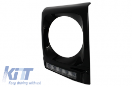 Черен Капаци за фарове с LED DRL Хром дневни светлини, подходящи за Mercedes G-Class W463 (1989-up) G65 Дизайн Черен-image-6019480