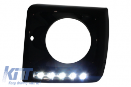 Черен Капаци за фарове с LED DRL Хром дневни светлини, подходящи за Mercedes G-Class W463 (1989-up) G65 Дизайн Черен-image-6019483