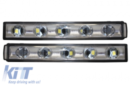 Черен Капаци за фарове с LED DRL Хром дневни светлини, подходящи за Mercedes G-Class W463 (1989-up) G65 Дизайн Черен-image-6019487