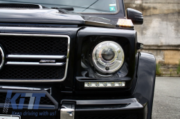 Черен Капаци за фарове с LED DRL Хром дневни светлини, подходящи за Mercedes G-Class W463 (1989-up) G65 Дизайн Черен-image-6019563