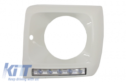 Капаци за фарове Бяло с LED DRL дневни светлини подходящи за Mercedes G-Class W463 (1989-2012) G65 Дизайн Хром-image-6019460