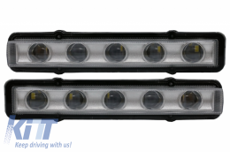 Капаци за фарове Бяло с LED DRL дневни светлини подходящи за Mercedes G-Class W463 (1989-2012) G65 Дизайн Хром-image-6019469