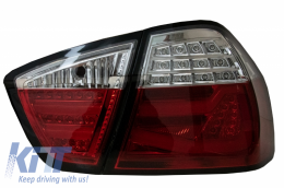 LED Задни светлини подходящи за BMW 3 Series E90 (03.2005-08.2008) Червено бяло ЛайтБар F30 LCI дизайн-image-6044675