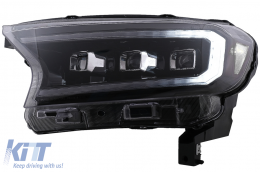 Фарове LED светлинна лента Динамичен начален дисплей, подходящ за Ford Ranger Raptor (2015-2020) LHD изцяло Черен корпус с последователни Динамичен Въртящи се светлини Matrix проектор-image-6078855