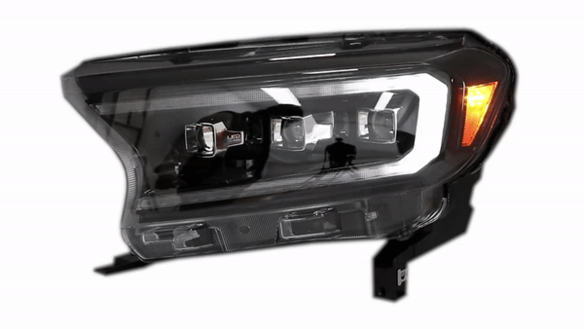 Фарове LED светлинна лента Динамичен начален дисплей, подходящ за Ford Ranger Raptor (2015-2020) LHD изцяло Черен корпус с последователни Динамичен Въртящи се светлини Matrix проектор-image-6078886
