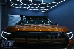 Фарове LED светлинна лента Динамичен начален дисплей, подходящ за Ford Ranger Raptor (2015-2020) LHD изцяло Черен корпус с последователни Динамичен Въртящи се светлини Matrix проектор-image-6089075