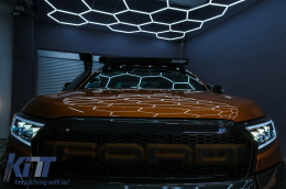 Фарове LED светлинна лента Динамичен начален дисплей, подходящ за Ford Ranger Raptor (2015-2020) LHD изцяло Черен корпус с последователни Динамичен Въртящи се светлини Matrix проектор-image-6089076