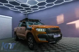 Фарове LED светлинна лента Динамичен начален дисплей, подходящ за Ford Ranger Raptor (2015-2020) LHD изцяло Черен корпус с последователни Динамичен Въртящи се светлини Matrix проектор-image-6089078