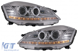 LED Фарове , подходящи за Mercedes S-Class W221 (2005-2009) Facelift Look with Sequential Динамичен Въртящи се светлини-image-6081110