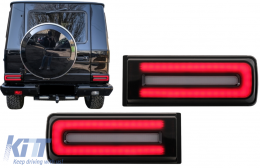 LED Задни светлини светлини, подходящи за Mercedes G-Class W463 (2008-2017) Facelift 2018 Дизайн Динамичен Sequential Въртящи се светлини Черен-image-6087015