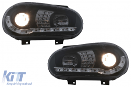 LED Фарове Дневни подходящи за VW Golf IV 4 Cabriolet Хечбек Variant (09.1997-09.2003) Черен-image-6094001