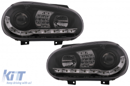 LED Фарове Дневни подходящи за VW Golf IV 4 Cabriolet Хечбек Variant (09.1997-09.2003) Черен-image-6094011