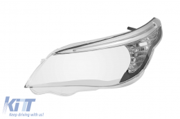 Left headlight glass with LED eyebrow and chrome trim suitable for BMW 5 Series E60 sedan LCI, E61 touring LCI 2007-2010 version 3 - ABBMHL6008712