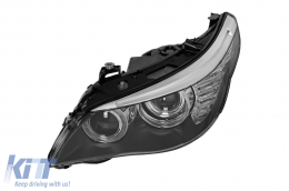 Left xenon headlight suitable for BMW 5 Series E60 sedan, E61 station wagon 2008-2010 with black base-image-6256805